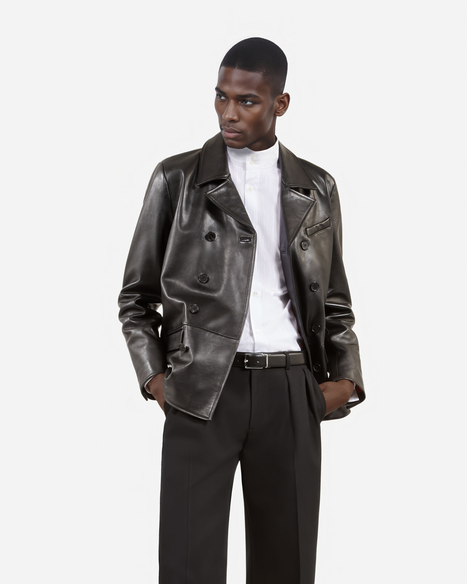 Veste en cuir noire, BLACK, hi-res image number null