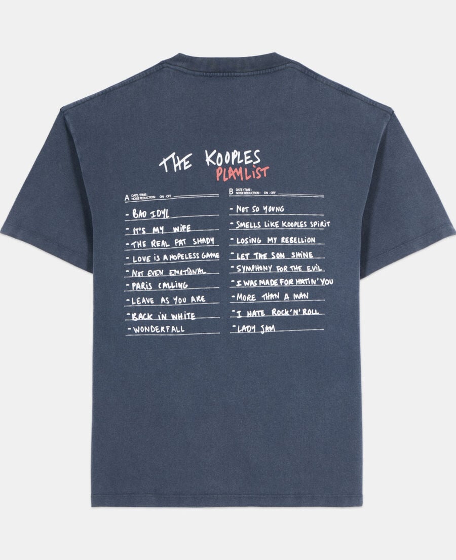 The Kooples H CARBONE carbon blue screen printed t-shirt