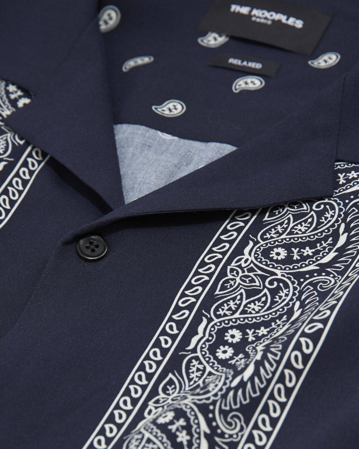 Navy printed bandana shirt, NAVY / ECRU, hi-res image number null