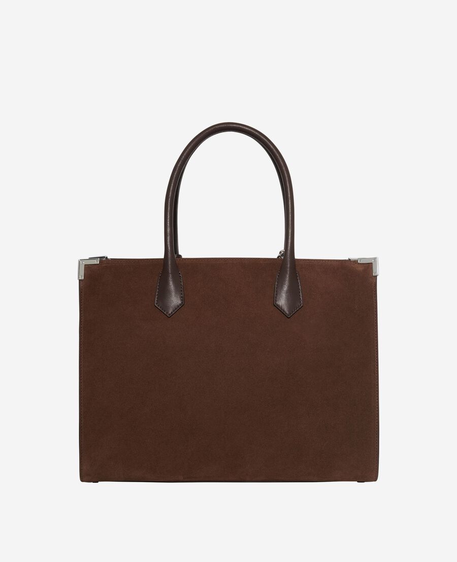 The Kooples FEMME CHOCOLATE sac cabas ming l en suède marron