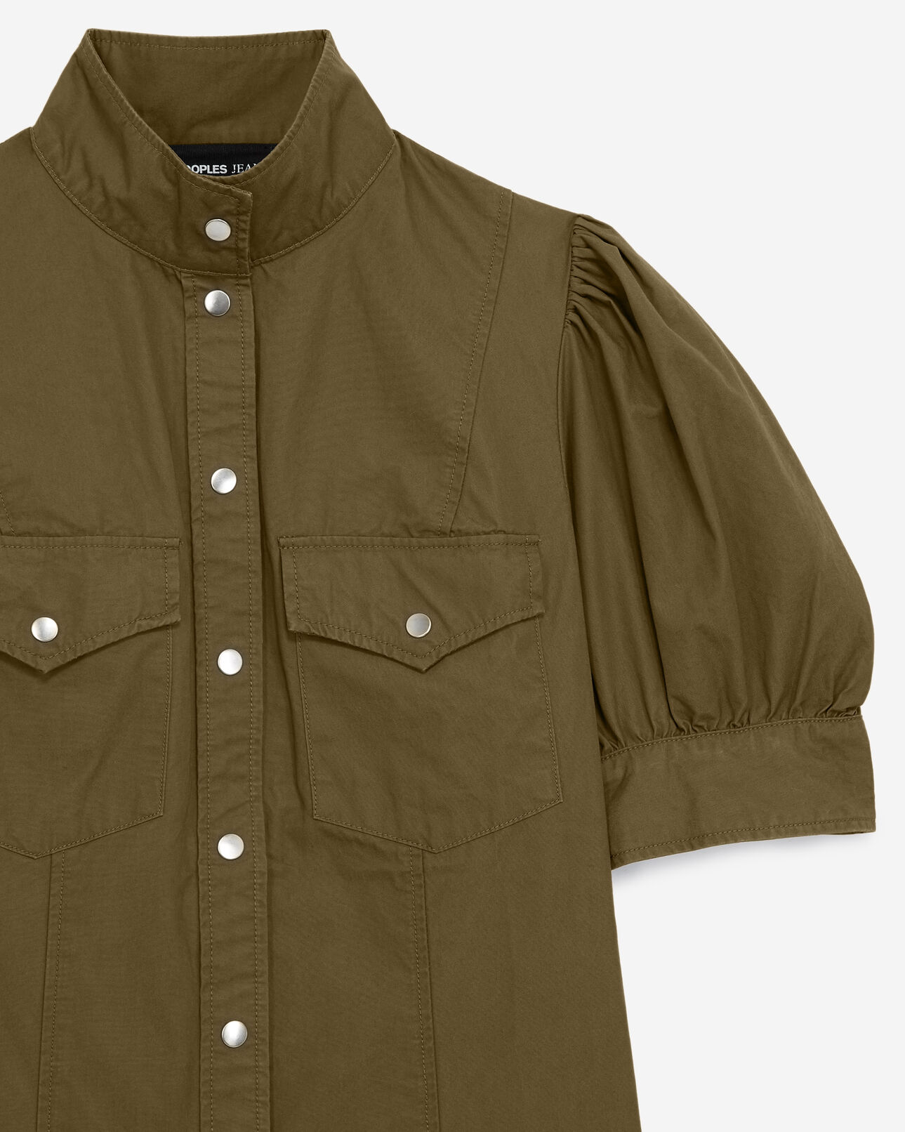 The Kooples DAMEN MILITARY KAKI khaki-button-down-hemdkleid aus baumwolle
