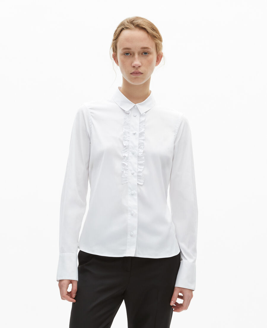 The Kooples WOMEN WHITE white poplin shirt with ruffles