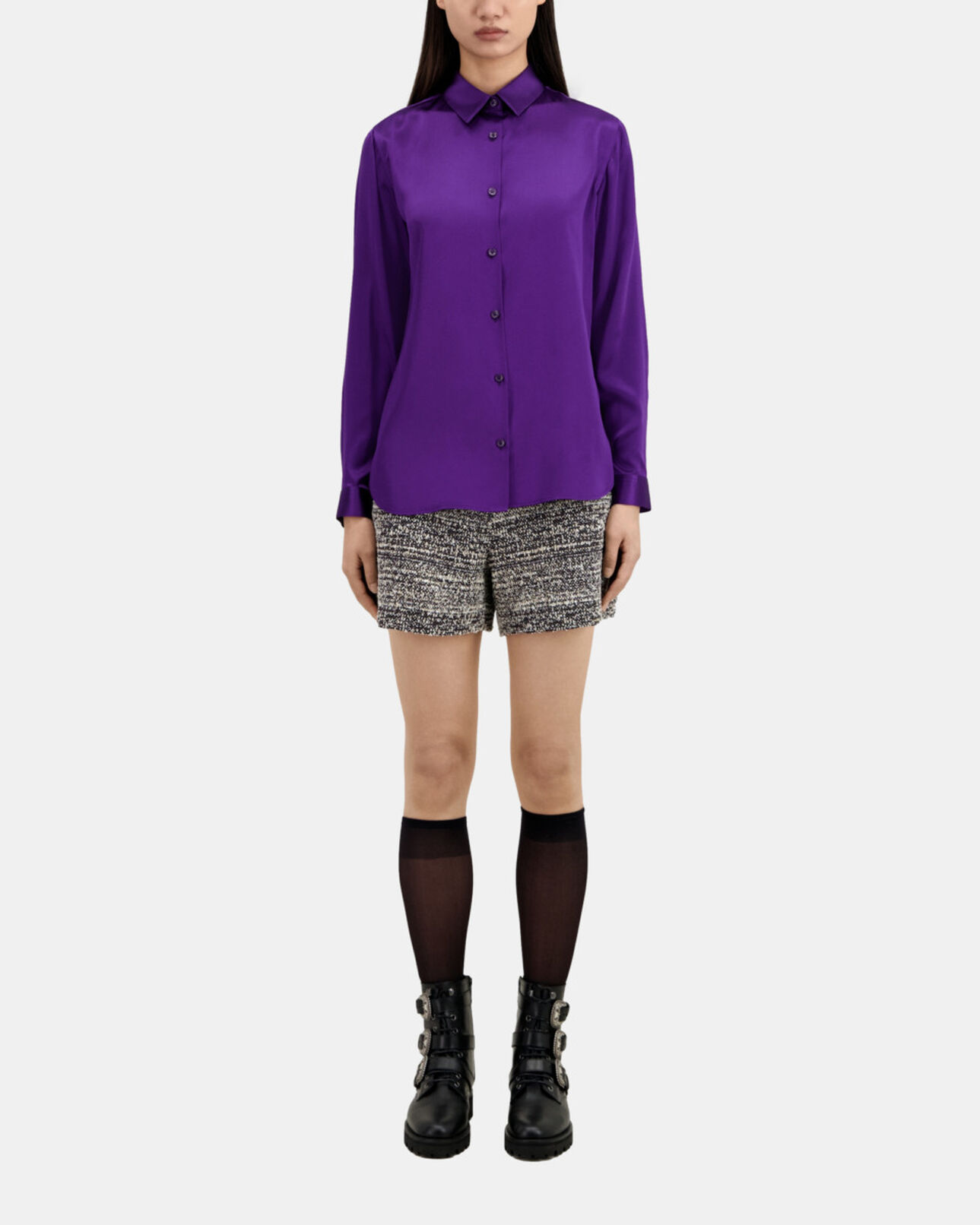 The Kooples WOMEN PURPLE mauve satin silk shirt