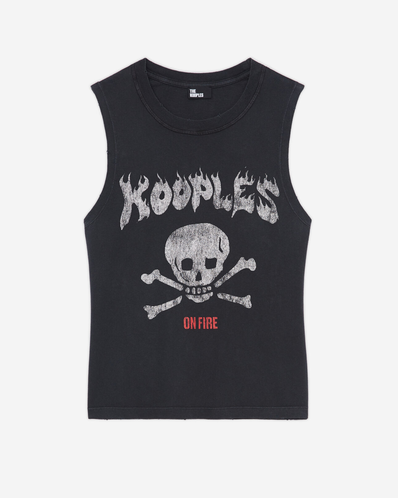 The Kooples WOMEN BLACK WASHED women's black screen print t-shirt