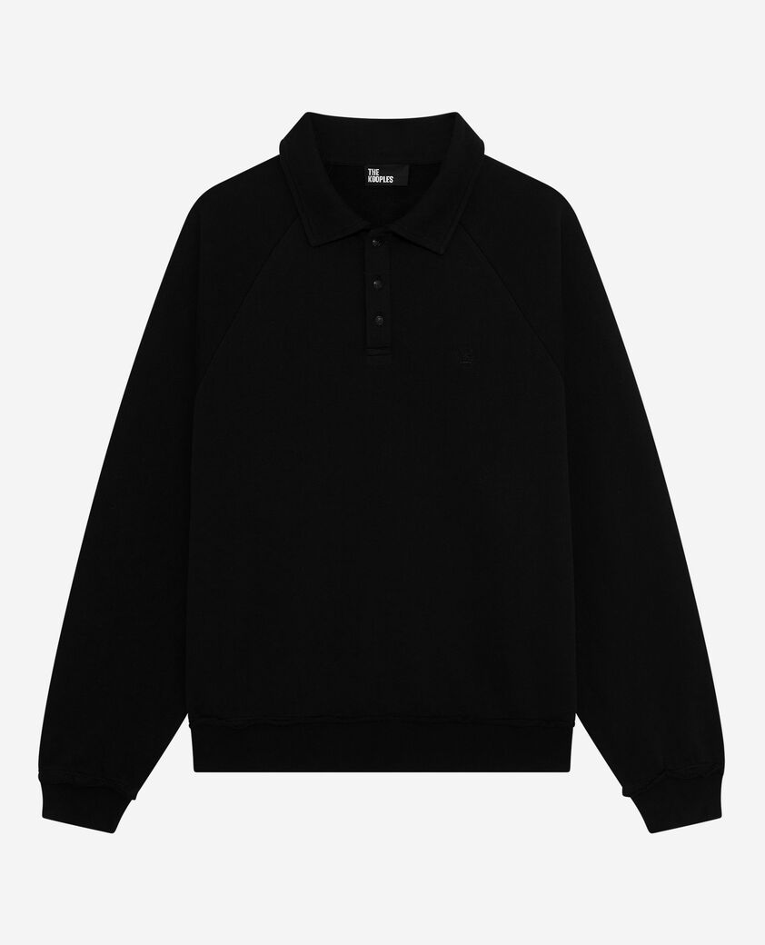 The Kooples HOMME BLACK WASHED sweatshirt col polo noir