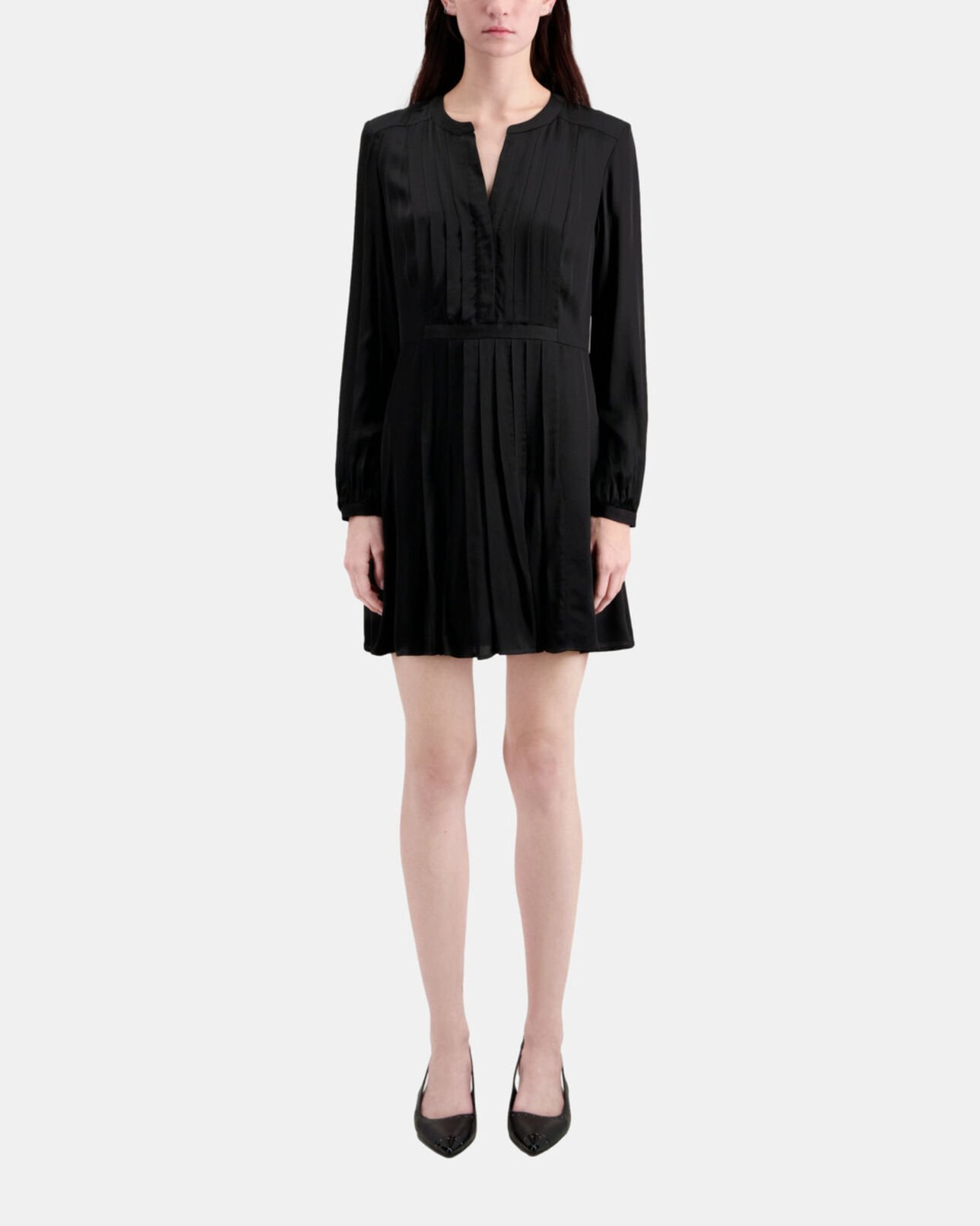 The Kooples WOMEN BLACK short black dress with pleating