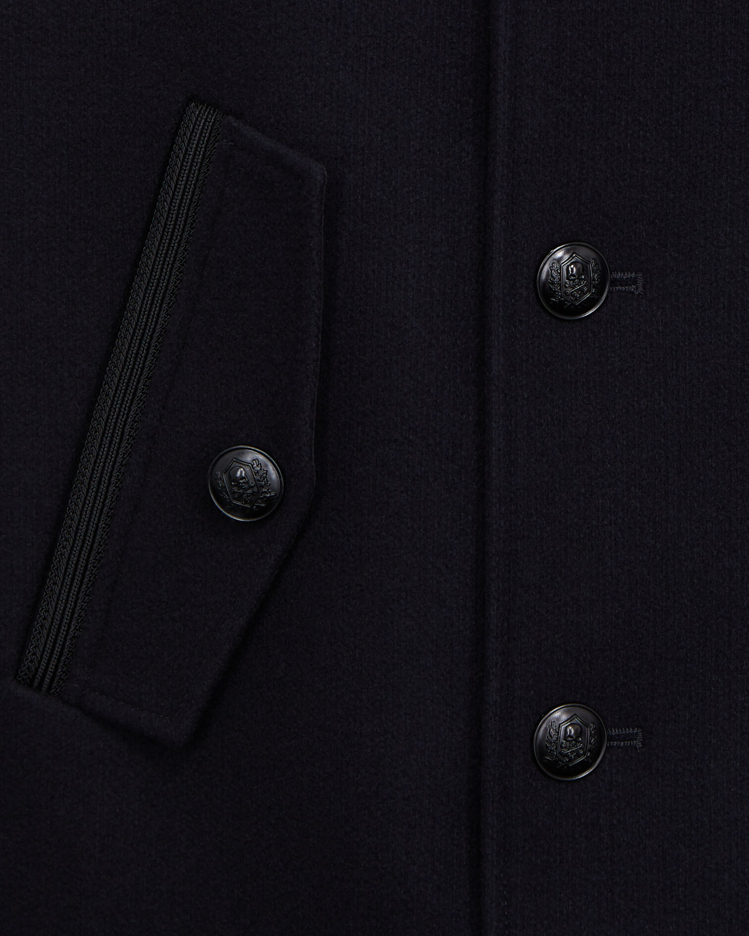 Navy blue wool blend pea coat, DARK NAVY, hi-res image number null