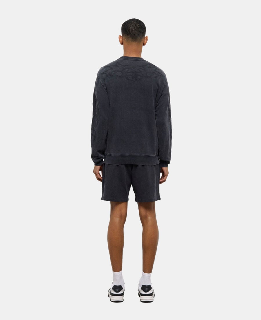 The Kooples HOMME BLACK WASHED sweatshirt noir avec broderie western