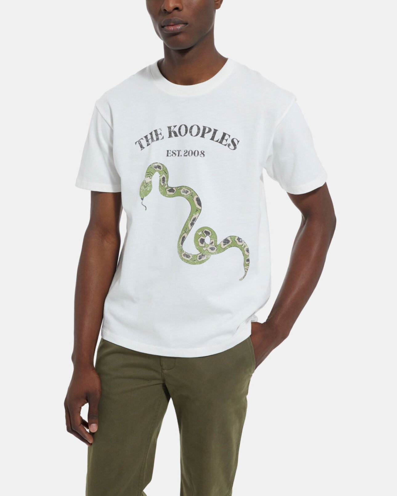 The Kooples MEN LIGHT BEIGE beige t-shirt with screen print