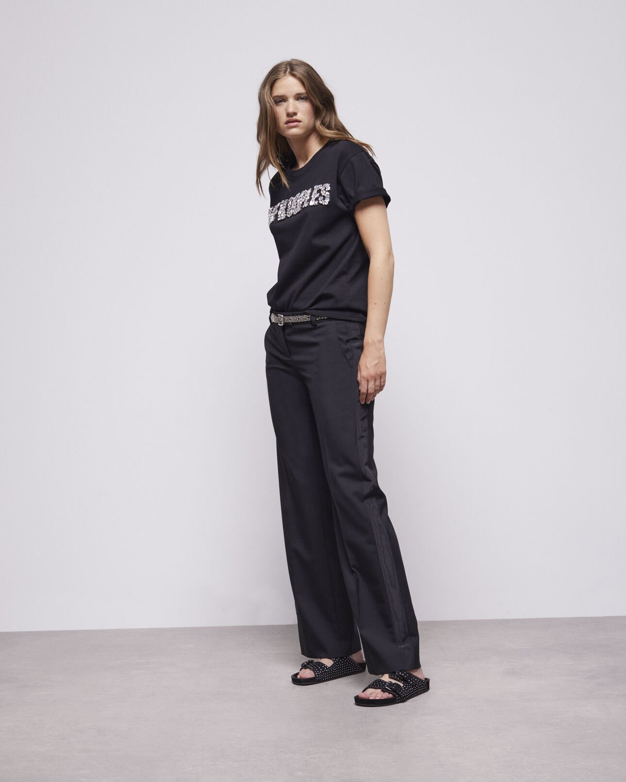 The Kooples FEMME BLACK t-shirt femme logo the kooples