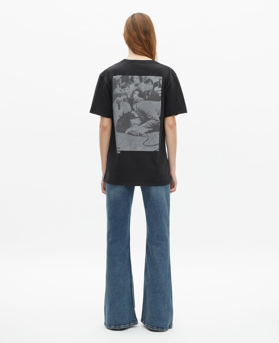 The Kooples M BLACK WASHED the doors x the kooples mixed t-shirt black
