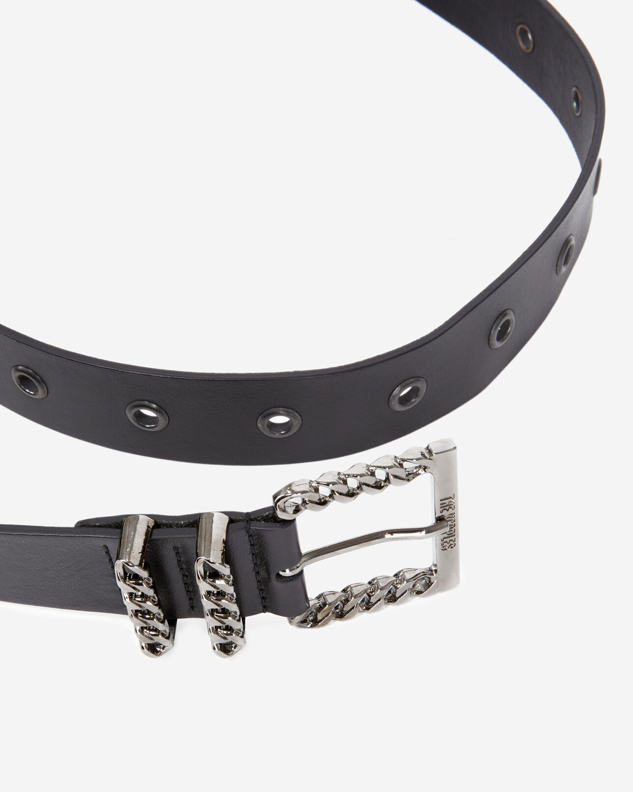 The Kooples FEMME BLACK ceinture en cuir noir avec boucle chaîne