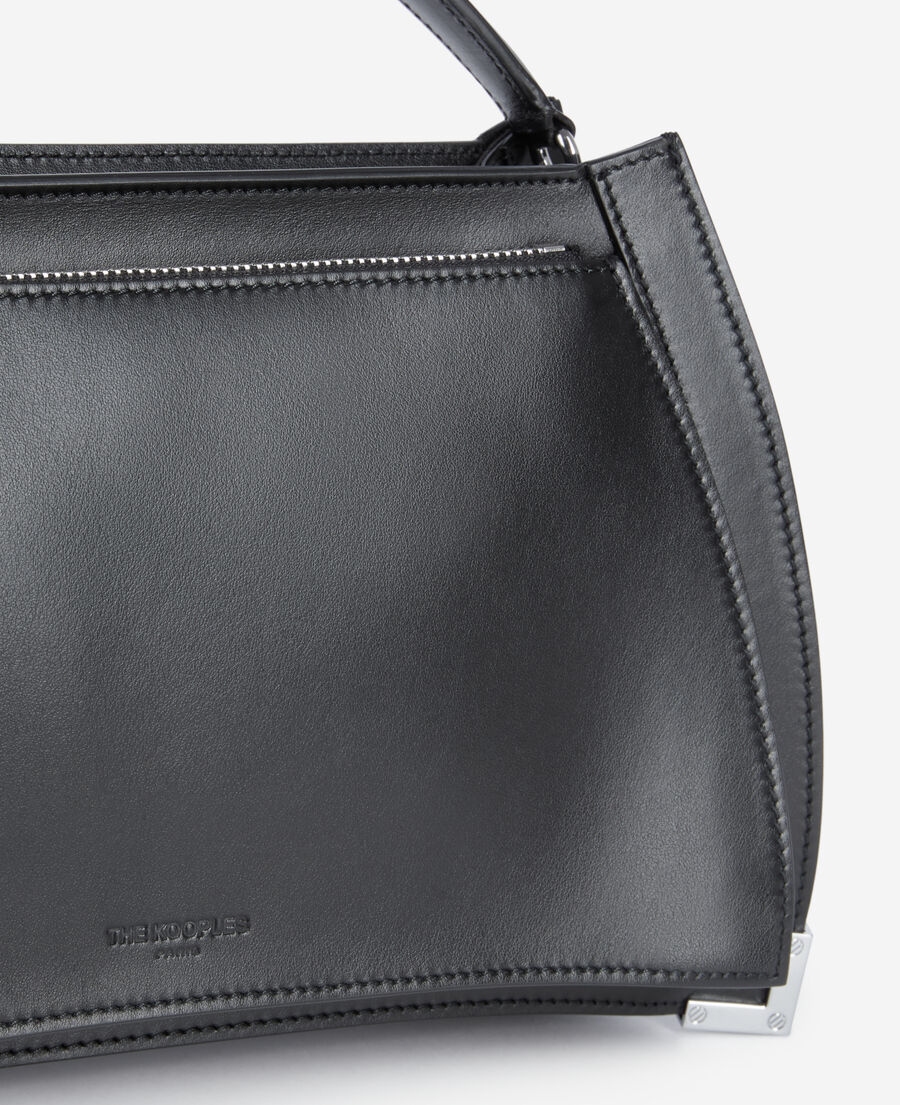 The Kooples F BLACK black leather trapeze bag