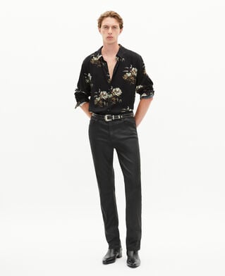 The Kooples MEN BLACK / GREEN / WHITE green and black floral print shirt