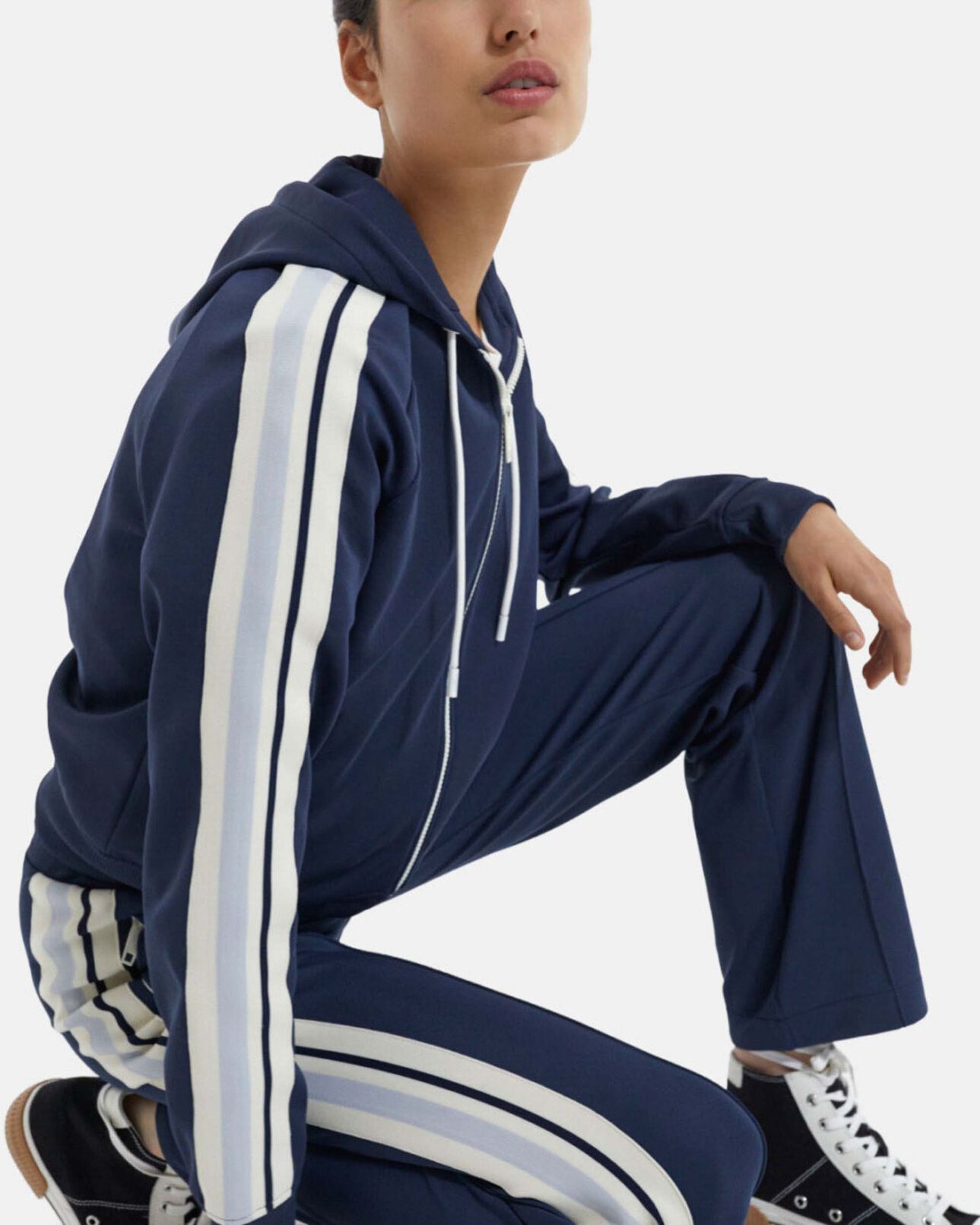 The Kooples WOMEN NAVY navy blue zip-up sweatshirt
