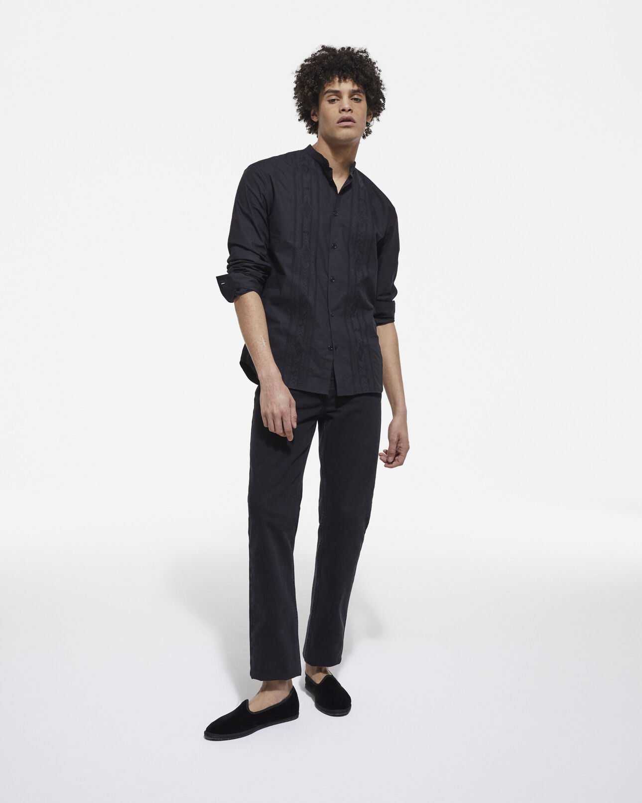 The Kooples MEN BLACK black shirt with mao-neck