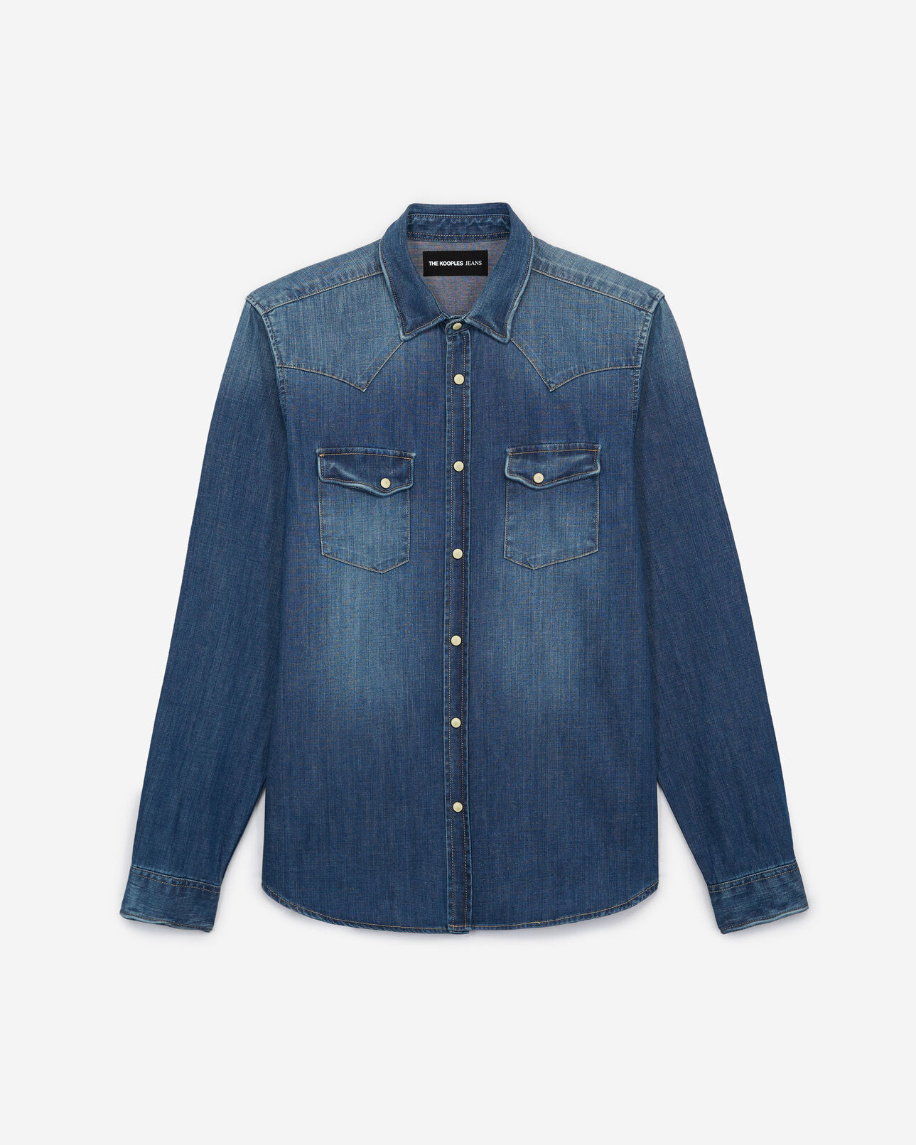 The Kooples H BLUE western-style faded blue denim shirt