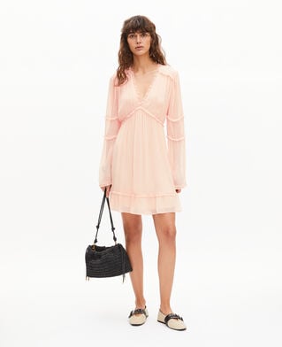 The Kooples F NUDE POUDRE short ruffled peach dress