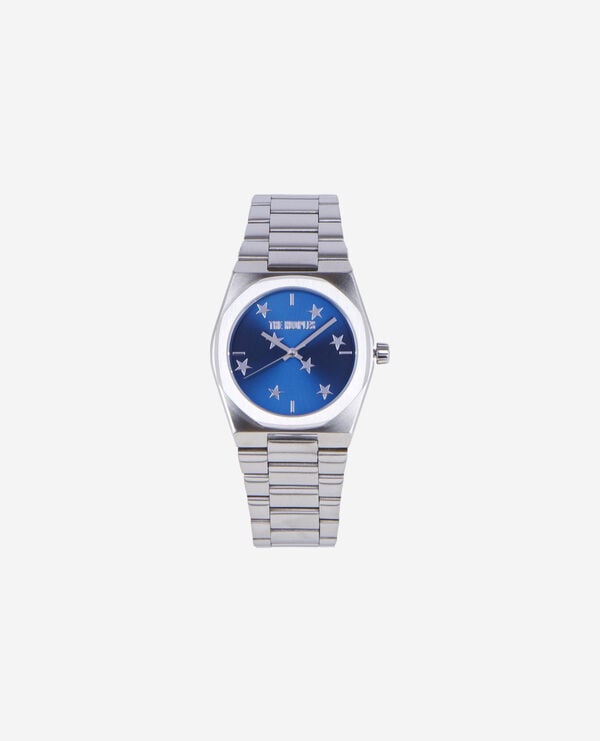 The Kooples UNISEX NAVY / SILVER uhr mit silbernen sternen und blauem zifferblatt
