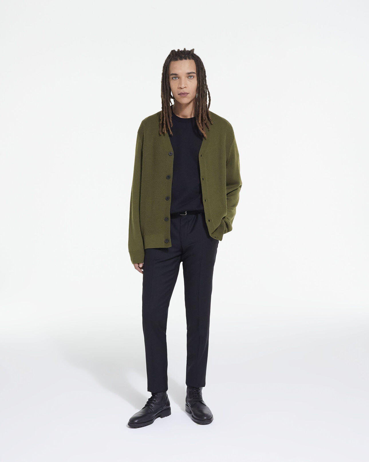 The Kooples MEN KAKI khaki wool cardigan