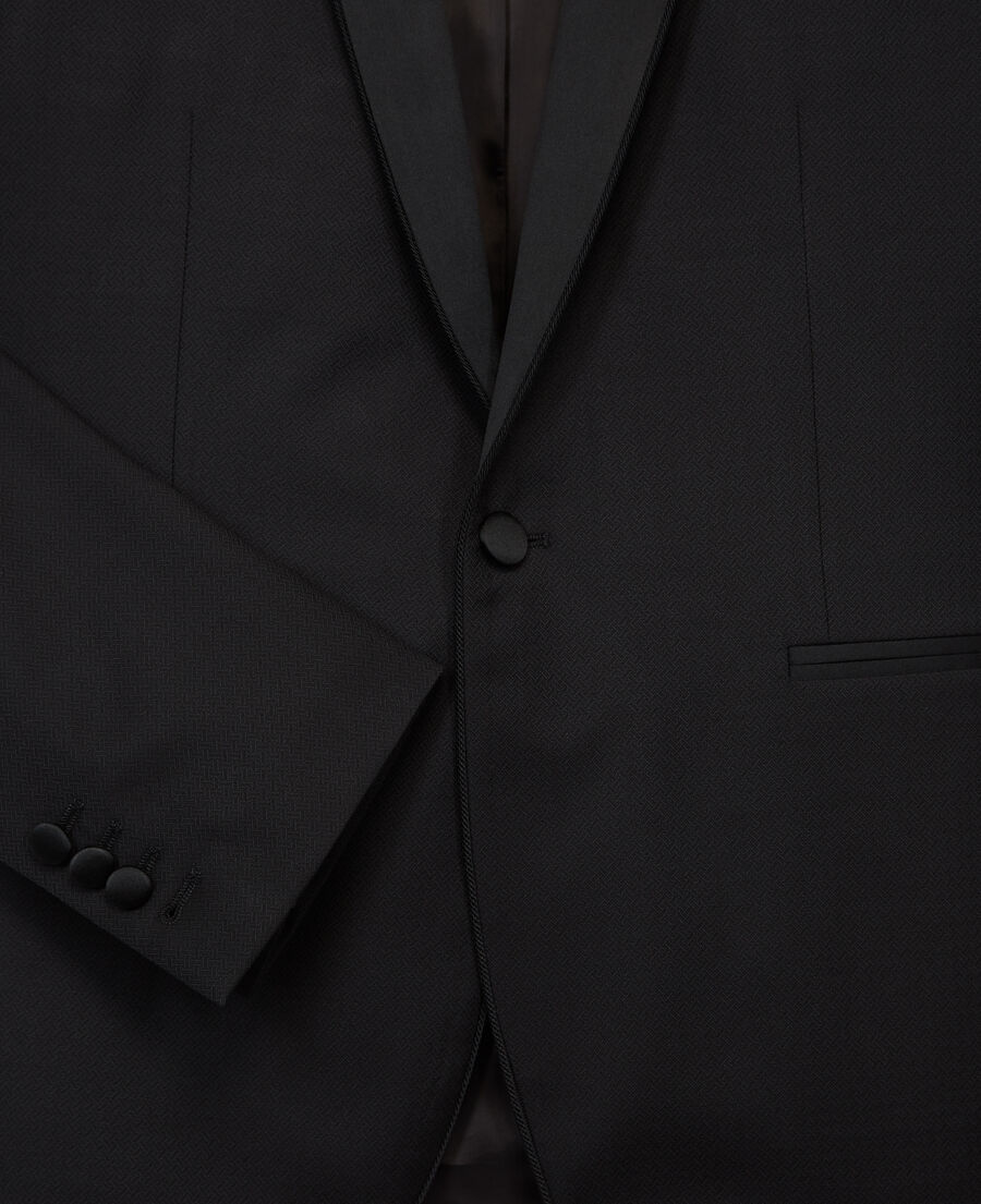 The Kooples HOMME BLACK veste laine habill&eacute;e noire col satin