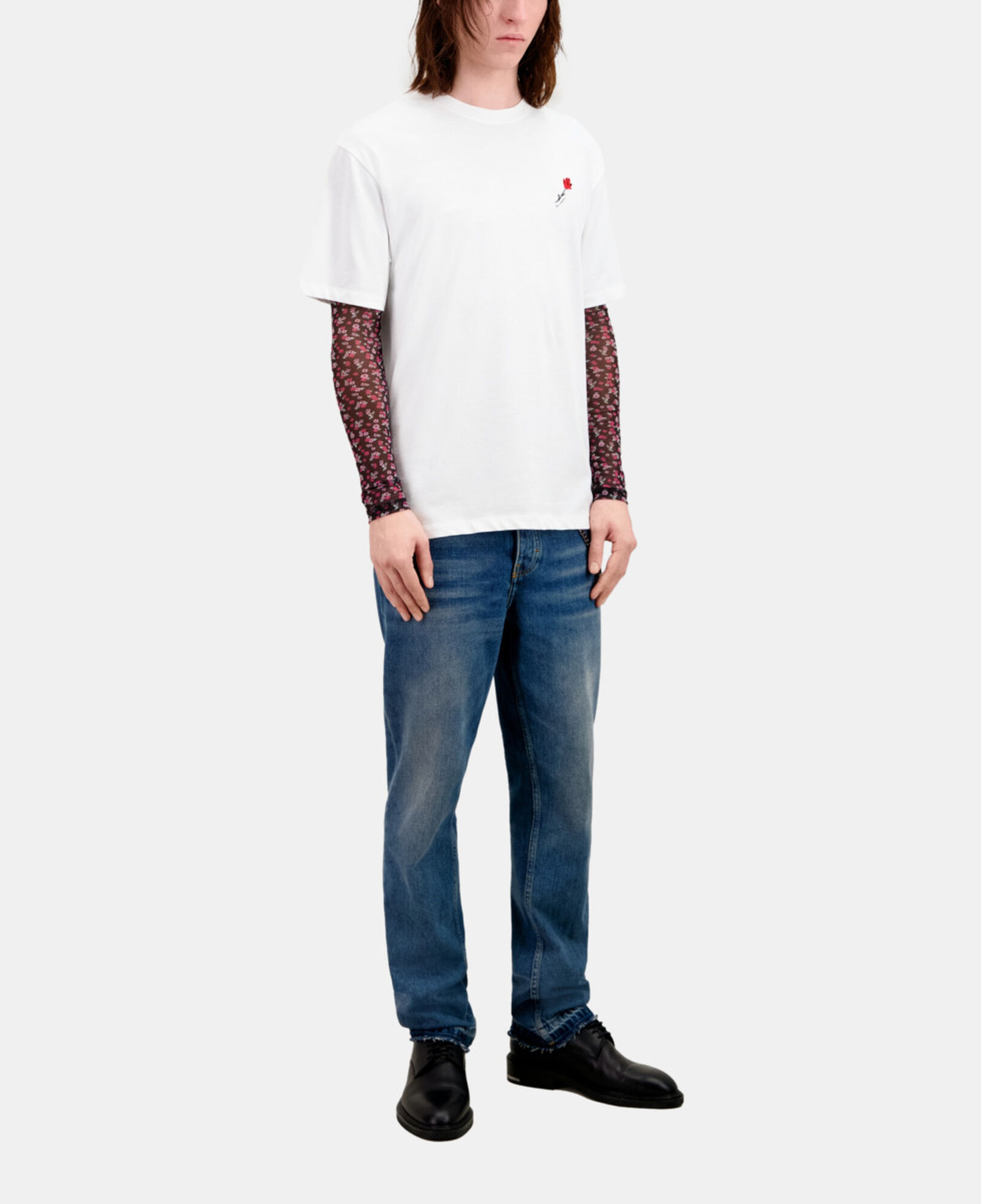 The Kooples HOMME WHITE t-shirt homme blanc avec broderie fleur
