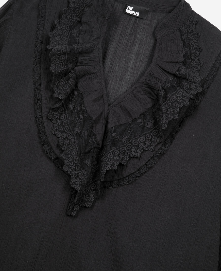 The Kooples WOMEN BLACK blouse with black guipure