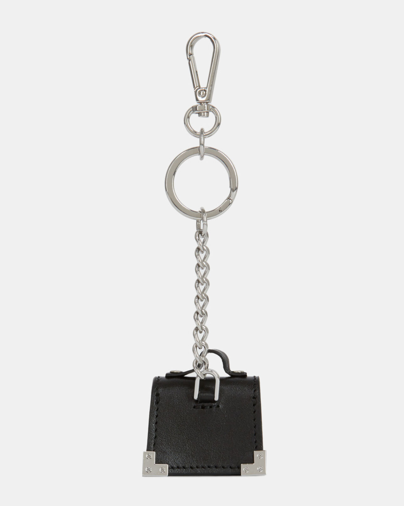 The Kooples WOMEN BLACK / SILVER emily black leather keyring