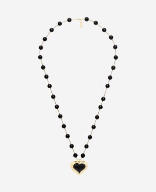 The Kooples FEMME GOLD collier perles et pendentif cœur noir
