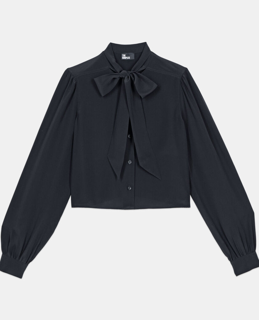 The Kooples WOMEN BLACK short black silk shirt