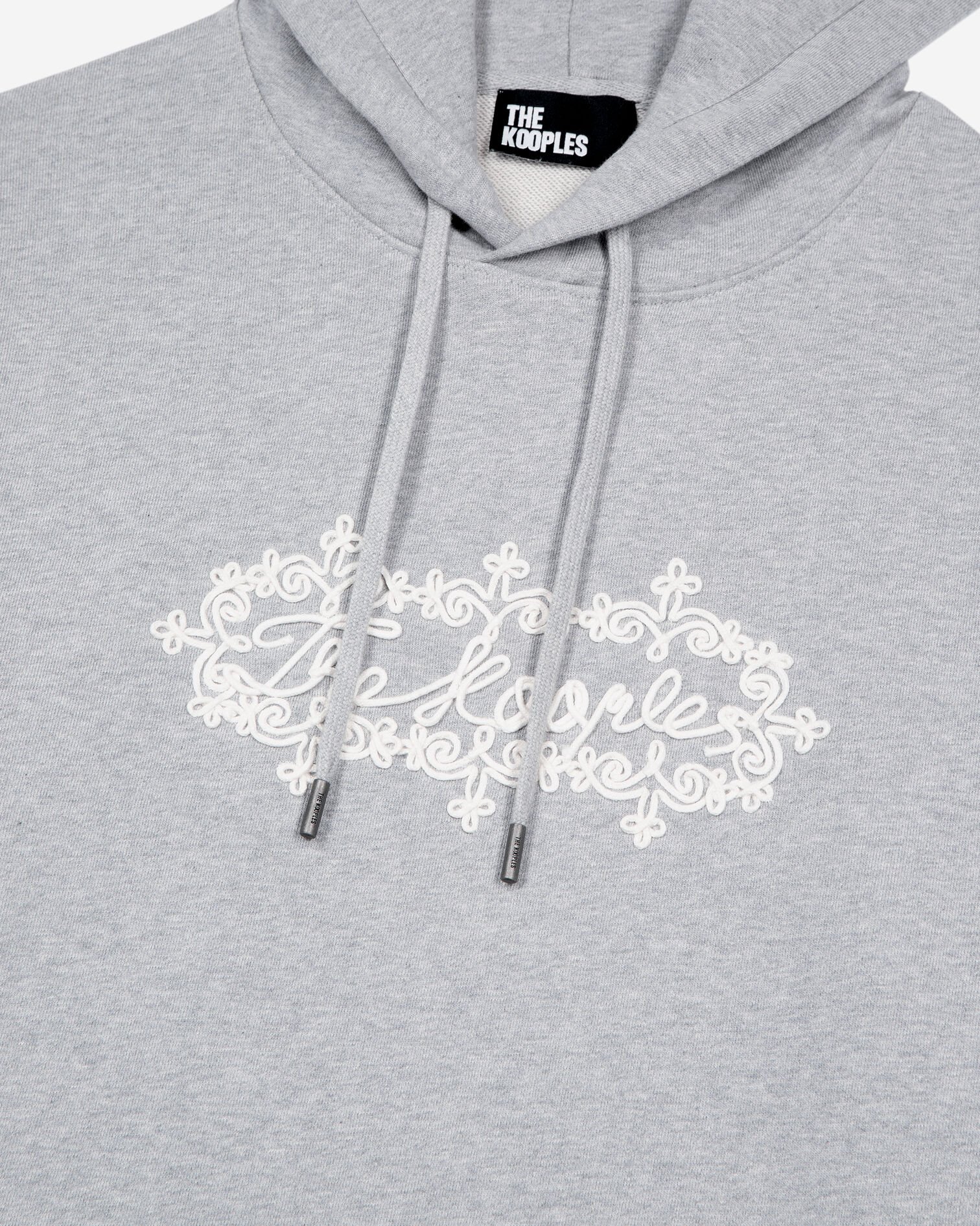 Grey embroidered logo hoodie, LIGHT GREY MELANGE, hi-res image number null