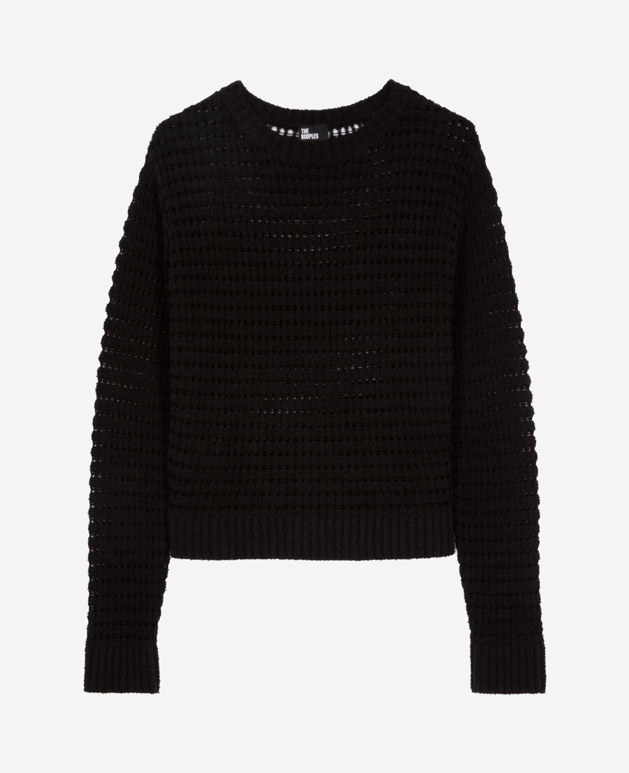 The Kooples WOMEN BLACK black openwork mixed sweater