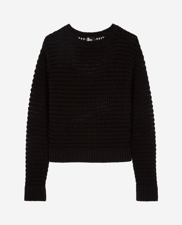 The Kooples FEMME BLACK pull ajouré mélangé noir