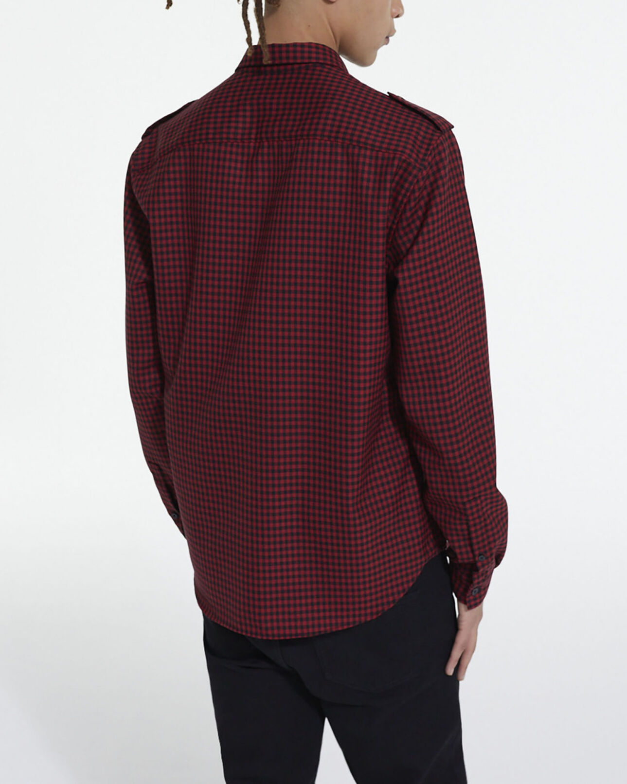 The Kooples HOMME RED / BLACK chemise col classique en laine à carreaux