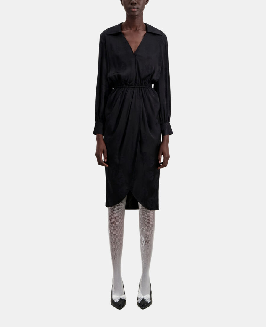 The Kooples F BLACK mid-length black dress with flowers