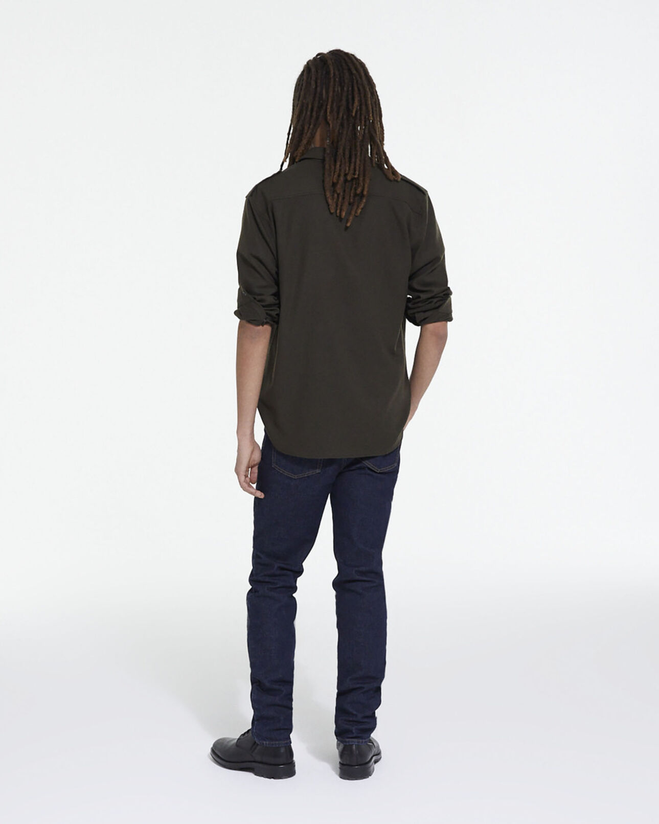 The Kooples MEN KAKI khaki shirt with classic collar
