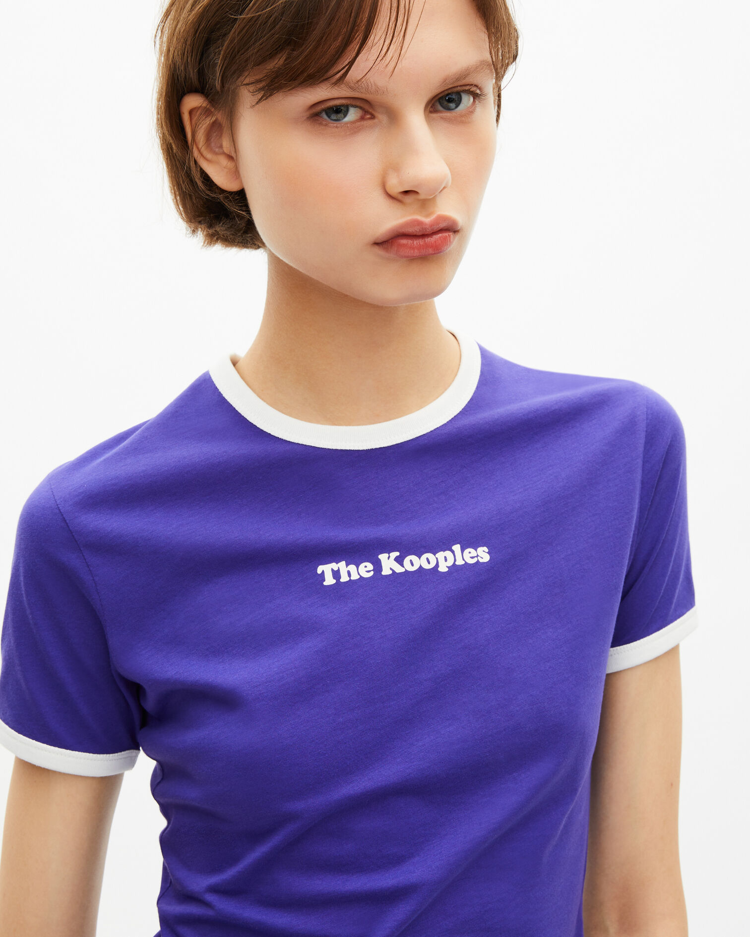 T-shirt with purple screen print, ELECTRIC BLUE, hi-res image number null