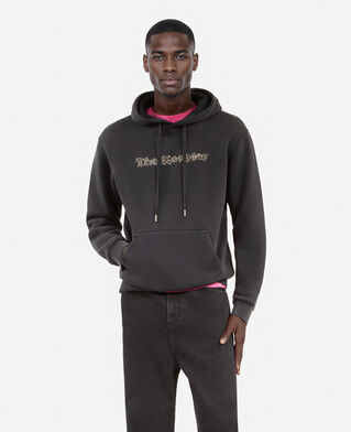 The Kooples HERREN BLACK WASHED sweatshirt logo mit kapuze schwarz