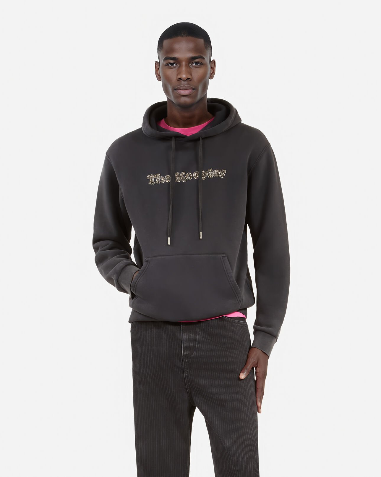 The Kooples HOMBRE BLACK WASHED sudadera con logo, negra