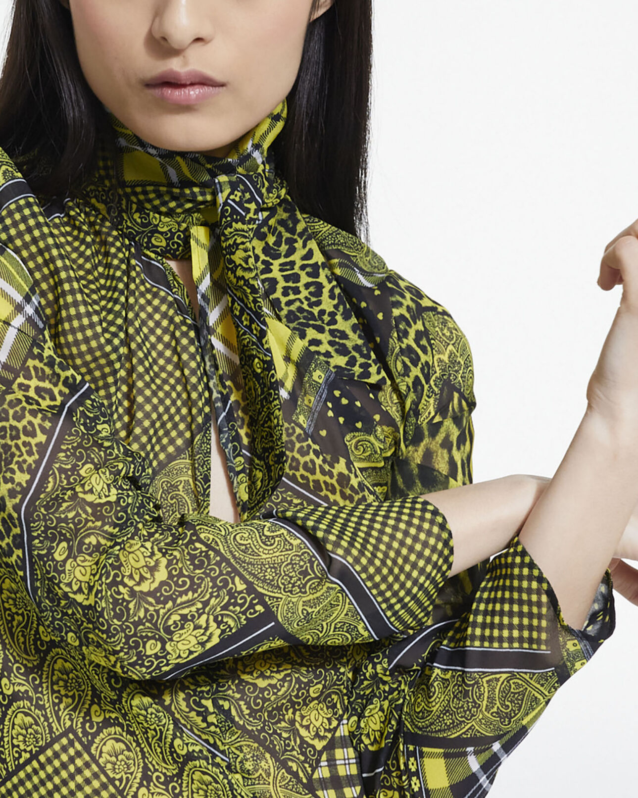 The Kooples FEMME BLACK / YELLOW top imprimé