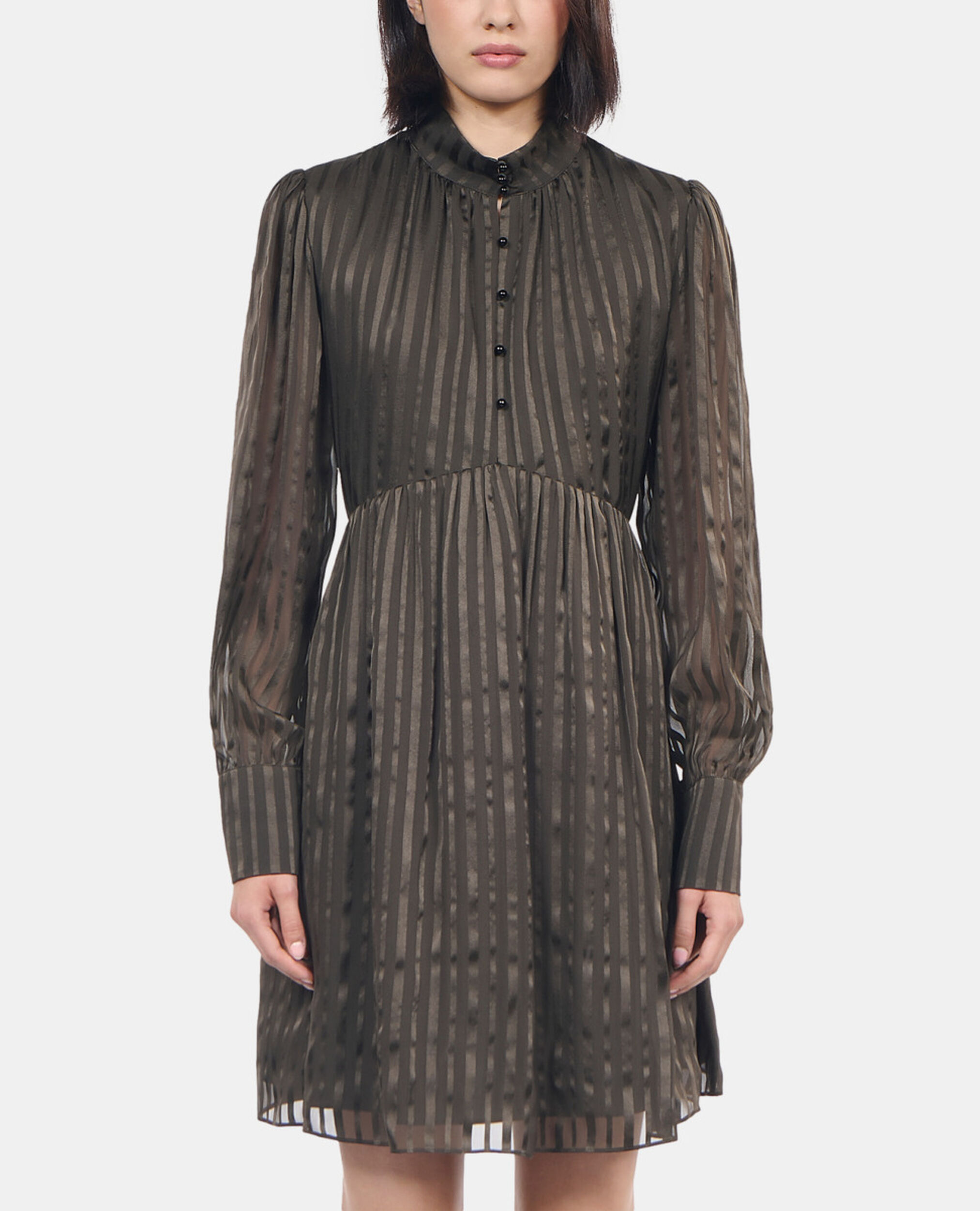 Robe courte en soie kaki, KAKI, hi-res image number null