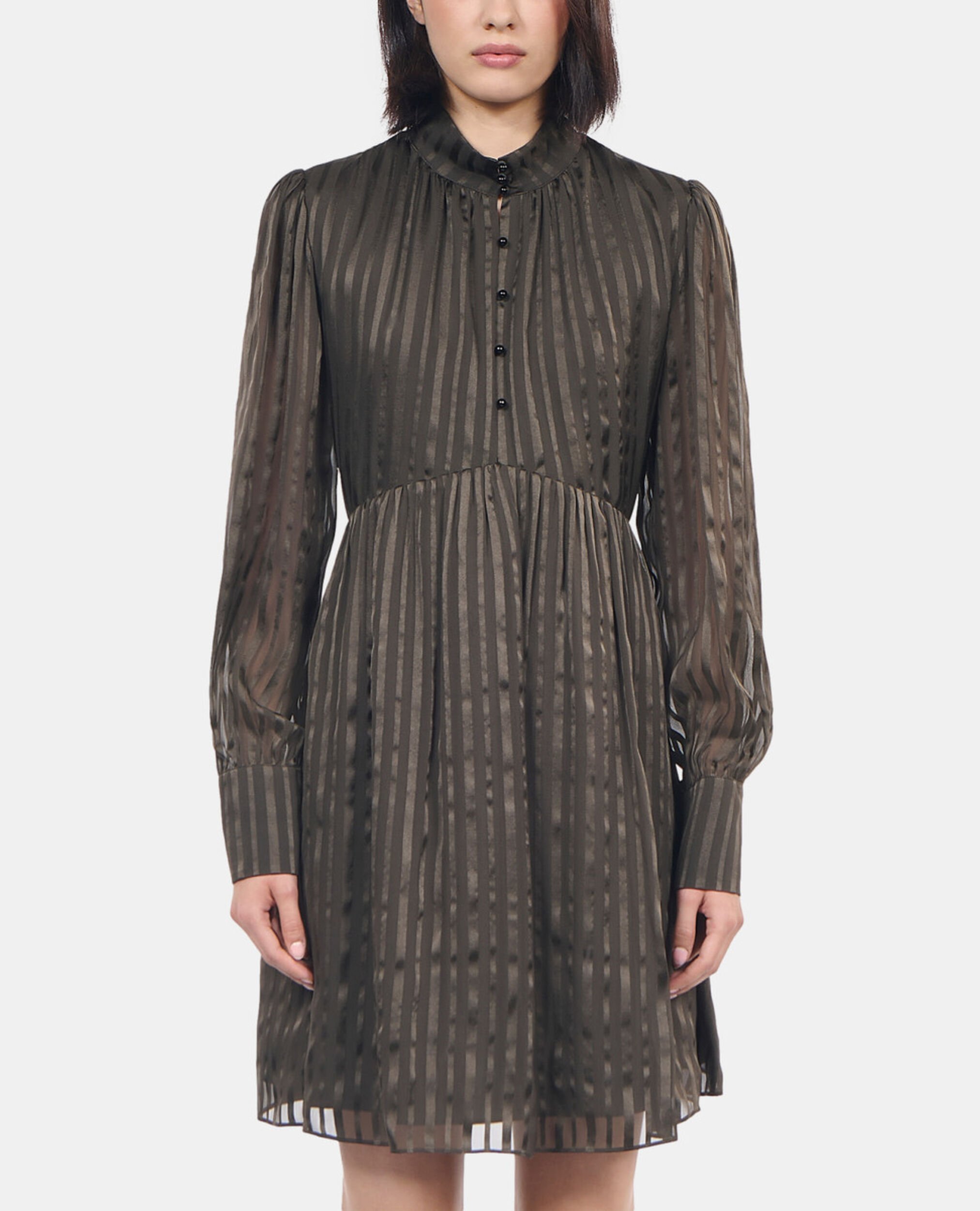 Robe courte en soie kaki, KAKI, hi-res image number null