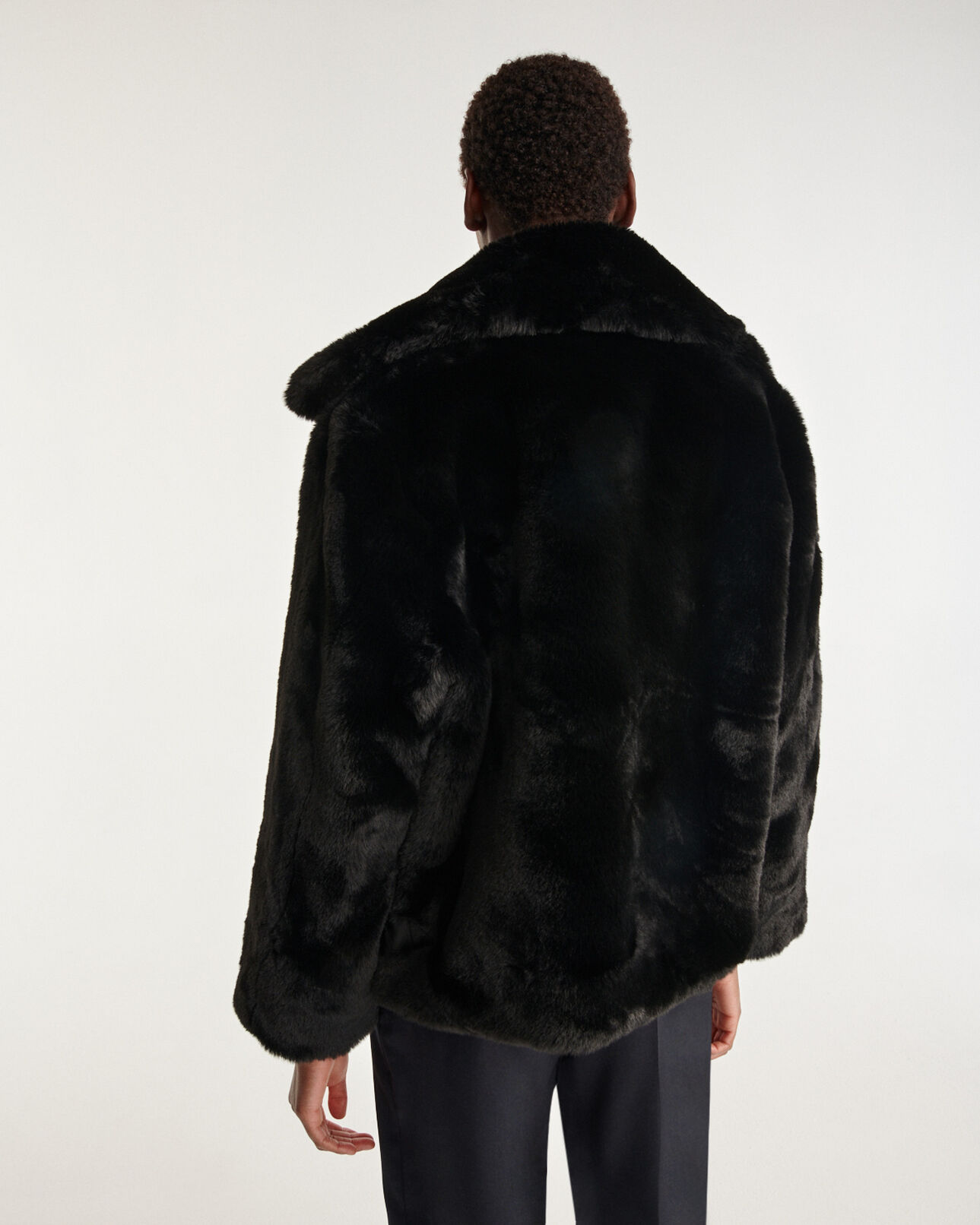 The Kooples WOMEN BLACK black leather and faux fur coat