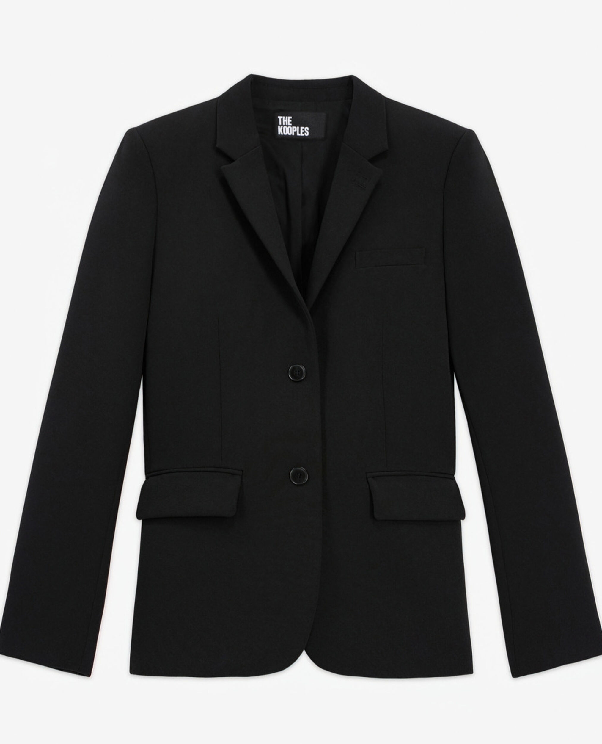 Schwarze Anzugjacke aus Crêpe, BLACK, hi-res image number null