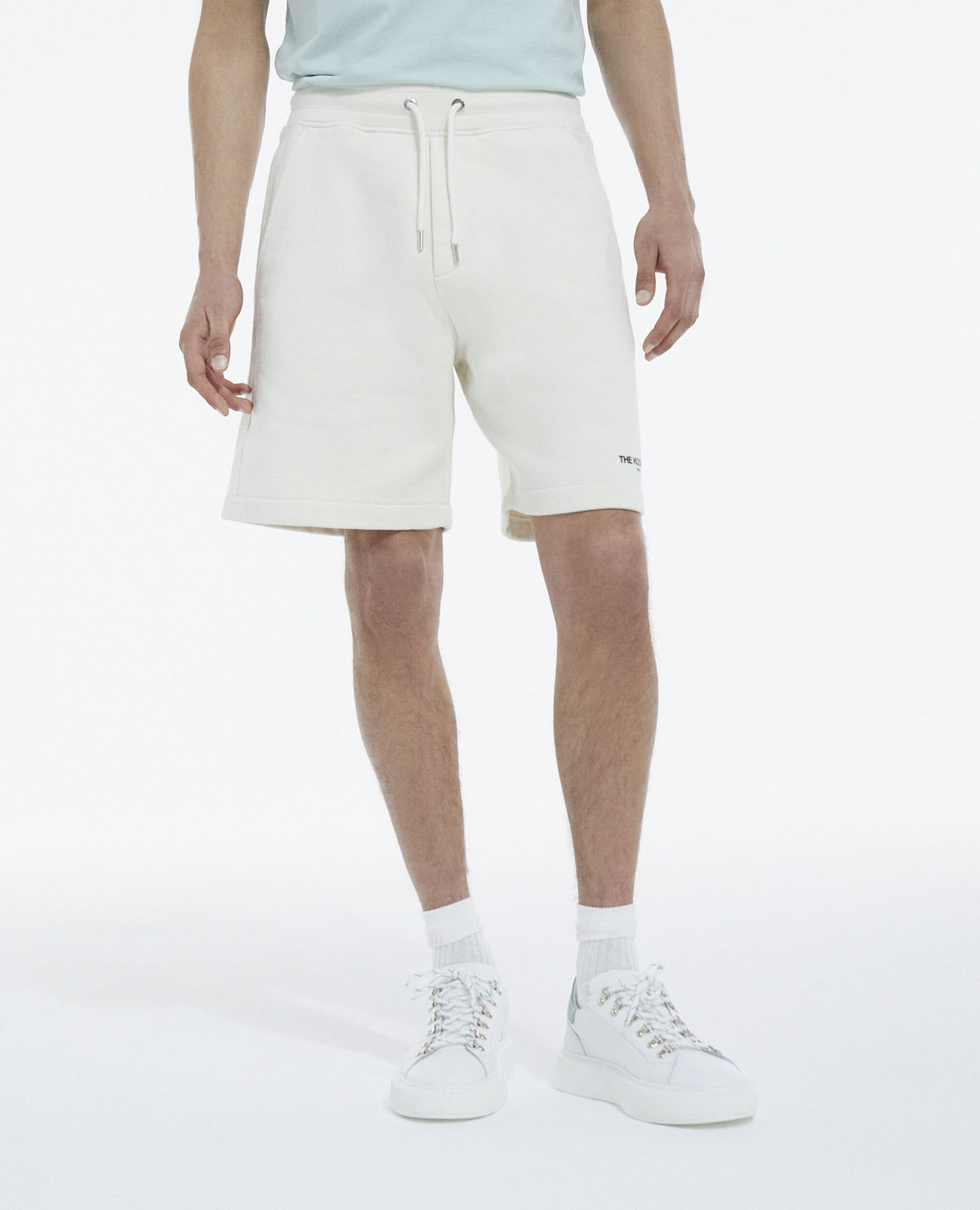Ecru fleece shorts with small logo, ECRU, hi-res image number null