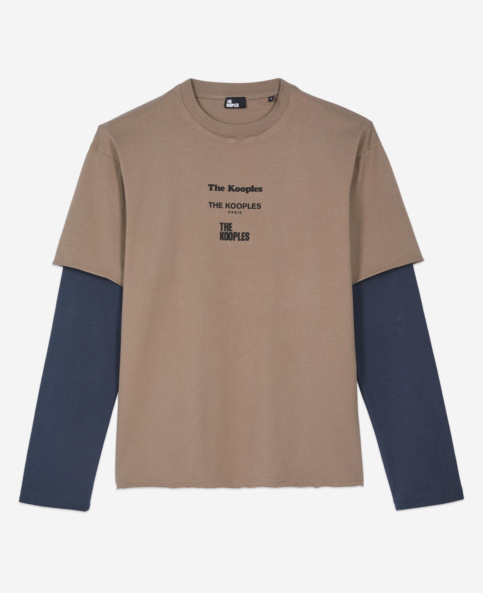 The Kooples HERREN BEIGE KAKI langärmeliges, khakifarbenes t-shirt