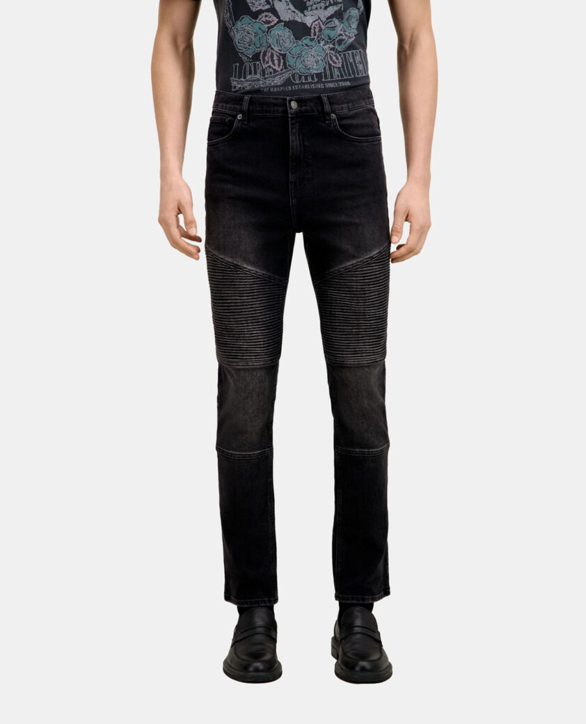 The Kooples HOMME BLACK WASHED jean biker slim noir