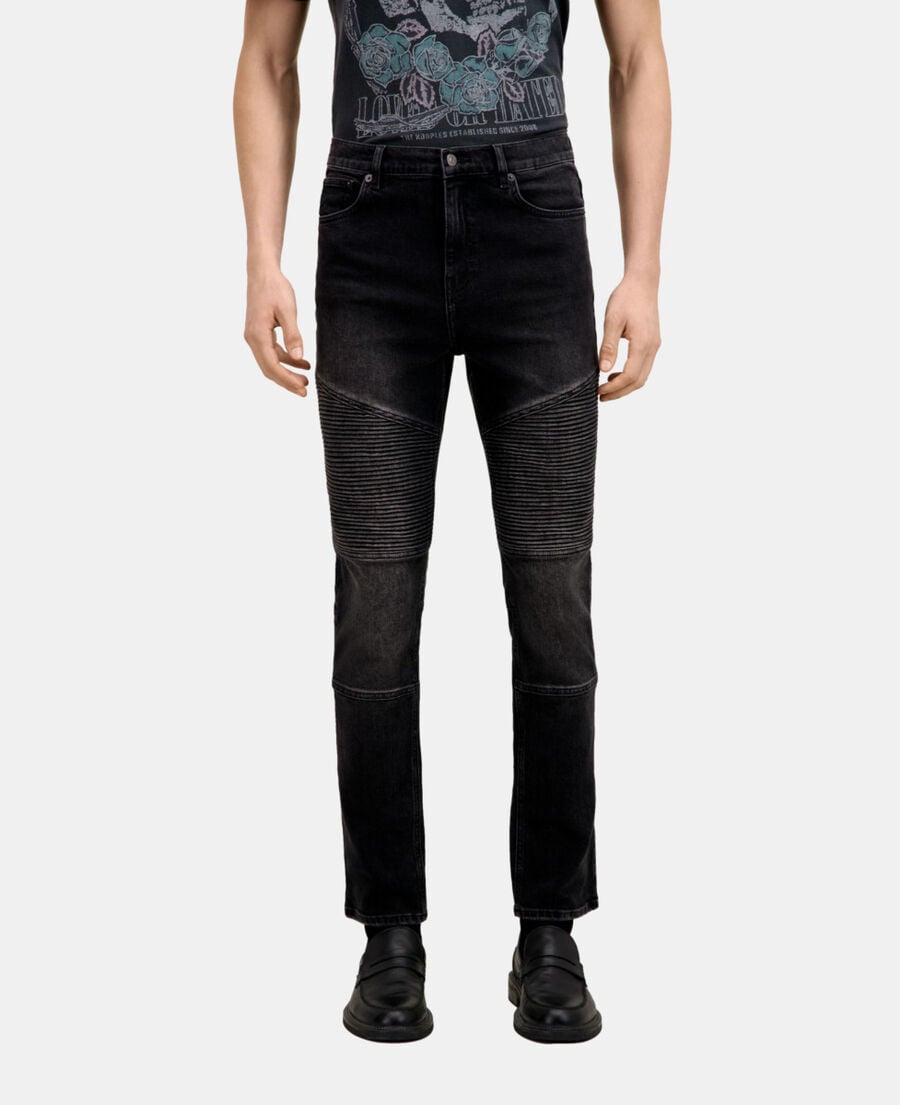 The Kooples HOMME BLACK WASHED jean biker slim noir