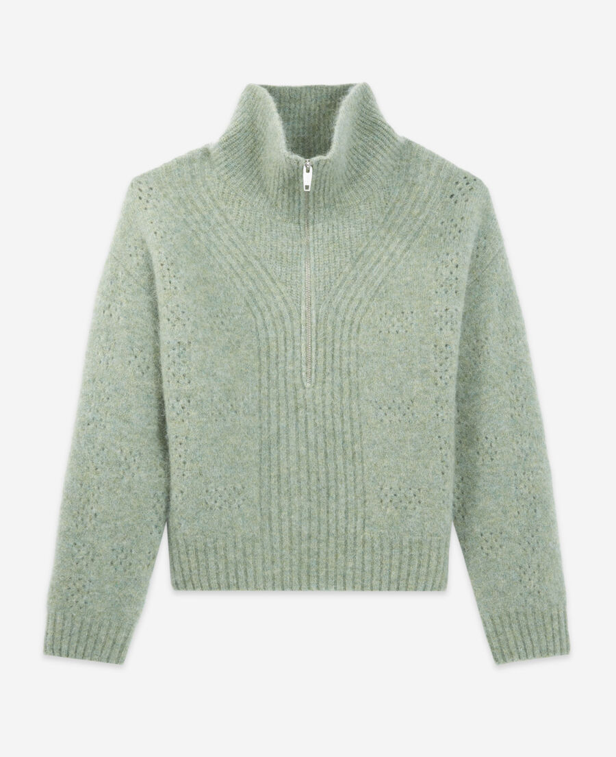 green alpaca wool roll-neck sweater