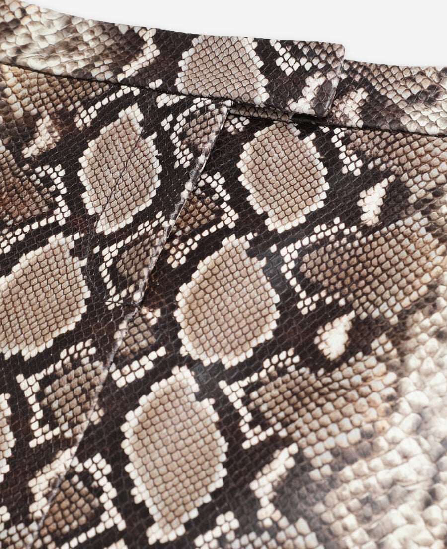 The Kooples WOMEN PYTHON BEIGE snakeskin-effect leather skirt